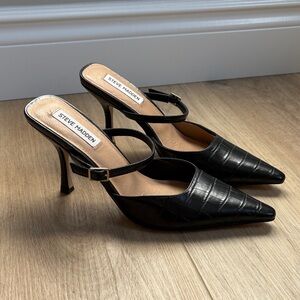 Steve Madden Black Croc-Embossed Heels